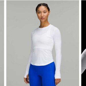 Lululemon Ventilated Mesh-Back Running Long Sleeve Shirt White SIZE 10